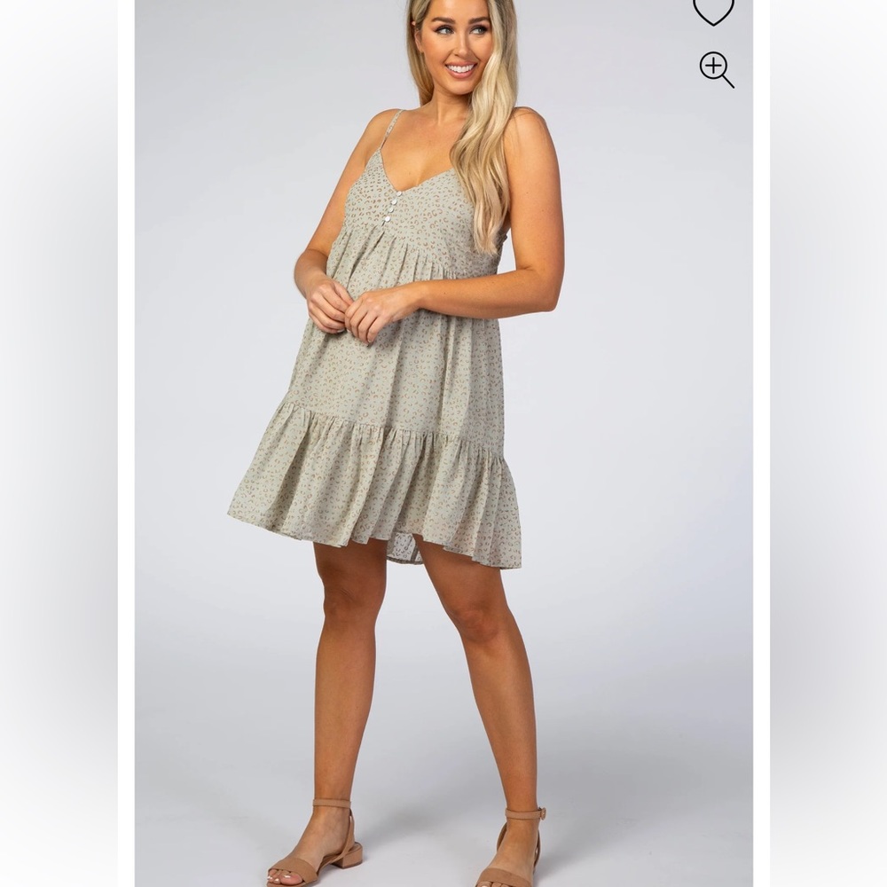 Light Olive Animal Print Babydoll Maternity Dress